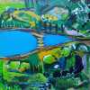 Malerei, Lago, Acryl auf Leinwand, 100 x 100 cm